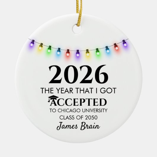 College Acceptance Ornament, College Ornaments,  セラミックオーナメント (正面)
