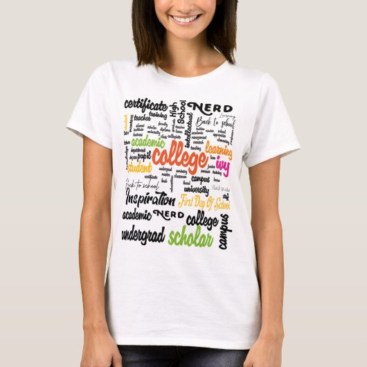 College Education Word Cloud patterns Tシャツ (正面)