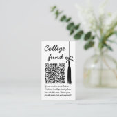 College Fund Black & White Gift Qr Code Graduation エンクロージャーカード (スタンド正面)