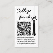 College Fund Black & White Gift Qr Code Graduation エンクロージャーカード (正面)