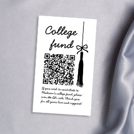 College Fund Black & White Gift Qr Code Graduation エンクロージャーカード