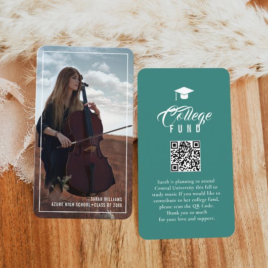 College Fund Modern Minimal Typography Teal エンクロージャーカード