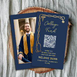 College fund Navy Blue & Gold Medical graduation 名刺