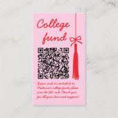 College Fund Pink & Red Gift Qr Code Graduation エンクロージャーカード (正面)