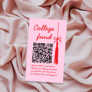 College Fund Pink & Red Gift Qr Code Graduation エンクロージャーカード