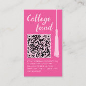 College Fund Pink Tassel Gift Qr Code Graduation エンクロージャーカード (正面)