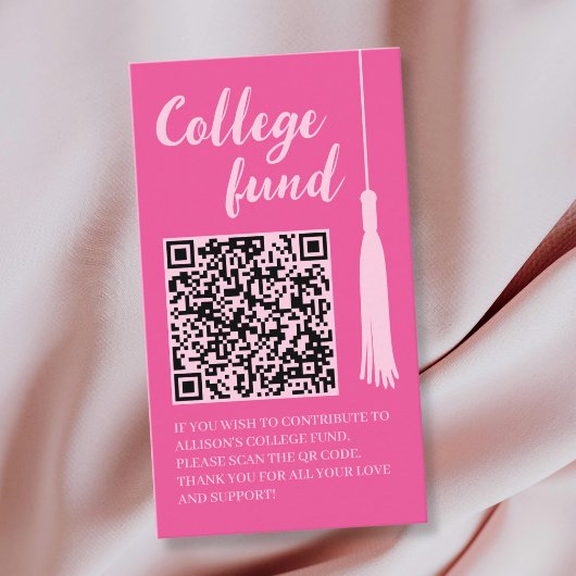 College Fund Pink Tassel Gift Qr Code Graduation エンクロージャーカード