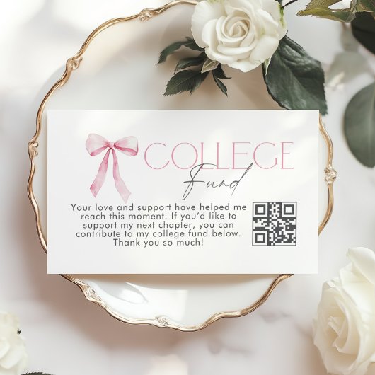 College Fund Qr Code Graduation Pink Bow エンクロージャーカード