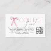 College Fund Qr Code Graduation Pink Bow エンクロージャーカード (正面)