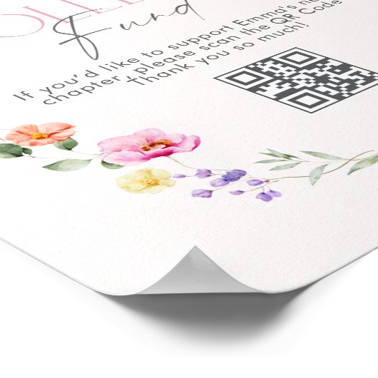 College Fund Qr Code Graduation Pink Bow ポスター (角)