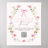 College Fund Qr Code Graduation Pink Bow ポスター (正面)