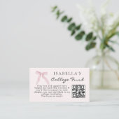 College Fund Qr Code Pink Bow Graduation エンクロージャーカード (スタンド正面)