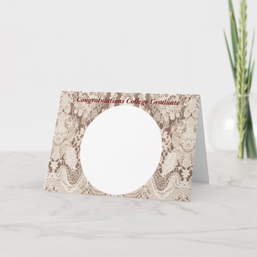 College Grad Card in フェイクヴィンテージ・レース追加フォト サンキューカード (正面)