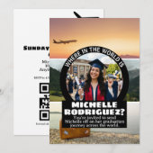 College Graduation Travel Sendoff Party QR Code 招待状 (正面/裏面)