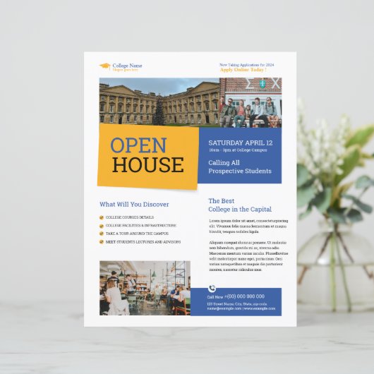 College Open House Flyer Template (スタンド正面)