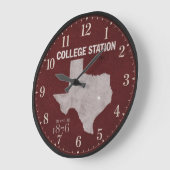 College Station Texas Vintage State Map ラージ壁時計 (傾斜)