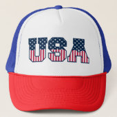 College USA Font Red White Blue Stars And Stripes キャップ (正面)