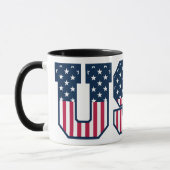 College USA Font Red White Blue Stars And Stripes マグカップ (左)