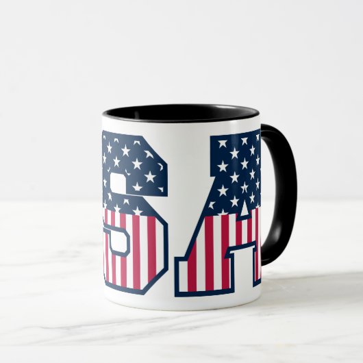 College USA Font Red White Blue Stars And Stripes マグカップ (正面右)