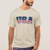 College USA Font Red White Blue Stars And Stripes Tシャツ (正面)