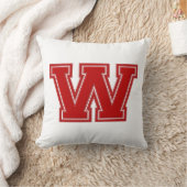 Collegiate Letter装飾用クッション，赤と白W クッション (ブランケット)