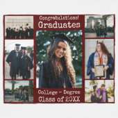 Collegiate Maroon氏の卒業祝い写真  フリースブランケット (正面(横))