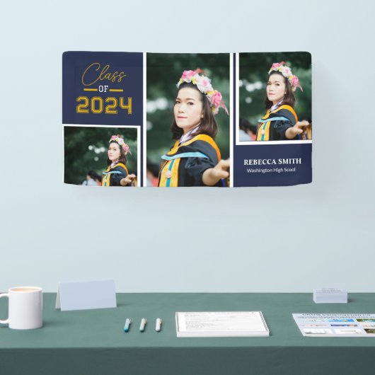 Collegiate Scriptネイビーバナー 横断幕 (トレードショー)