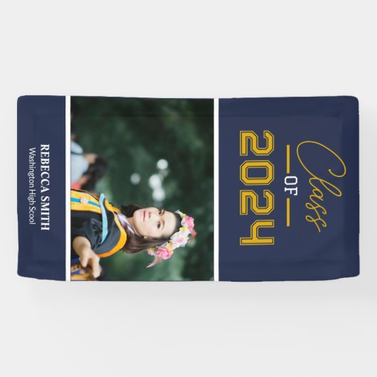 Collegiate Scriptポートレートネイビーバナー 横断幕 (横)