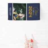 Collegiate Scriptポートレートネイビーバナー 横断幕 (インサイチュ)