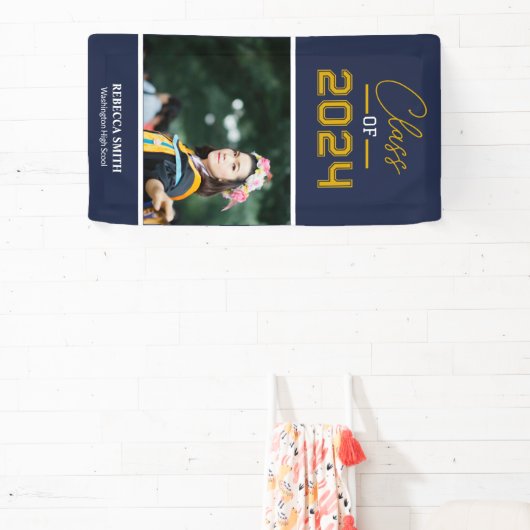 Collegiate Scriptポートレートネイビーバナー 横断幕 (インサイチュ)