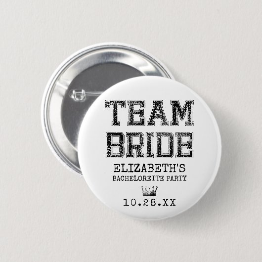 Collegiate Team Bride Bachelorette Party 缶バッジ (正面&裏面)