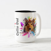 Collieパパ/Collie Mom水色スプラッシュフォト ツートーンマグカップ (正面右)