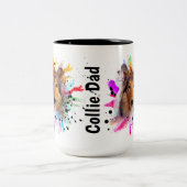 Collieパパ/Collie Mom水色スプラッシュフォト ツートーンマグカップ (中央)