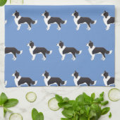 Collie 縁ど Black Dog Bread側面図シルエット キッチンタオル (折り畳み)