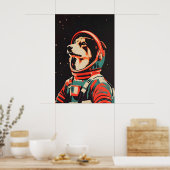 Collie Astronaut Poster, Collie Retro Print ポスター (キッチン)