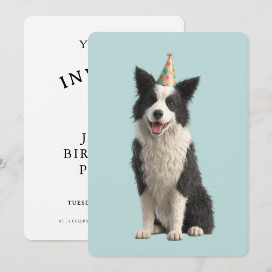 Collie Birthday Party 招待状 (正面/裏面)