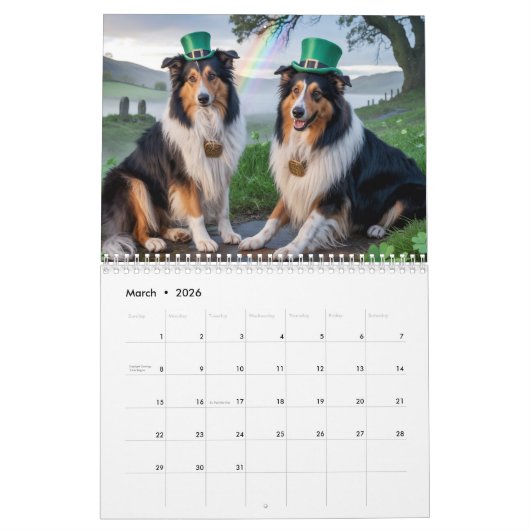 Collie Calendar カレンダー (3月 2026)