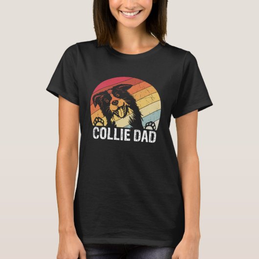 Collie dad collie dogs dad walking collie tシャツ (正面)
