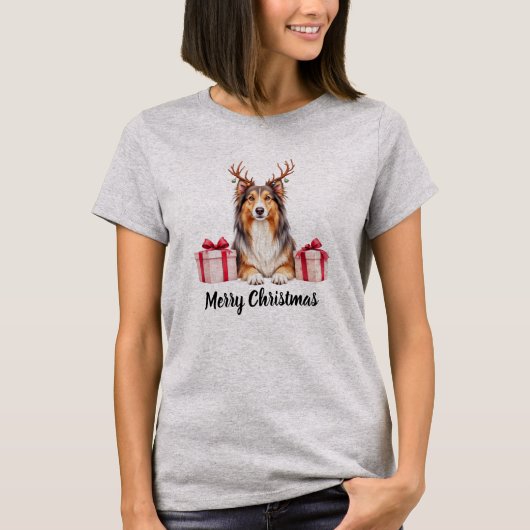 Collie dog - Festive Collie Tシャツ (正面)