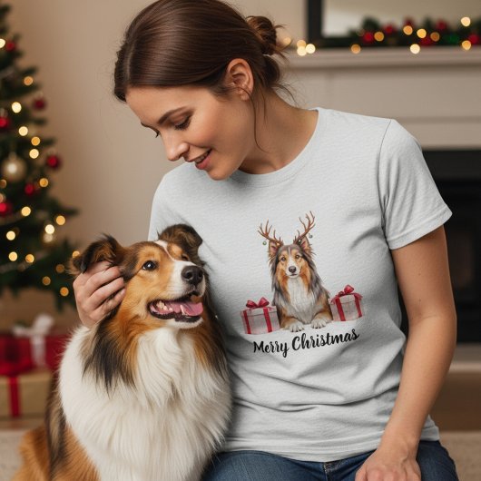 Collie dog - Festive Collie Tシャツ