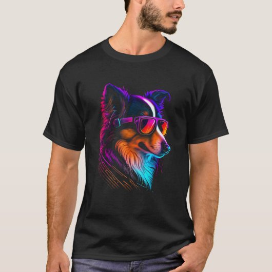 Collie Dog owner Vaporwave Notorious DJ Tシャツ (正面)