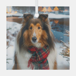 Collie Holiday ガラスオーナメント