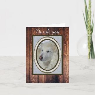 Collie/Husky Photo & Wood Thank 空白の You カード