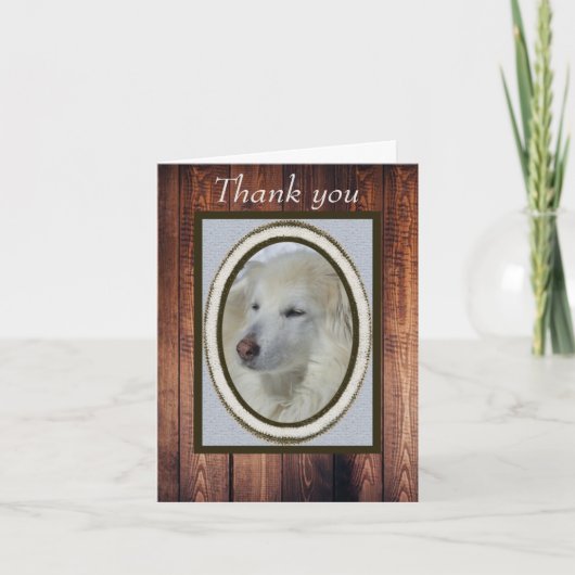 Collie/Husky Photo & Wood Thank 空白の You カード (正面)