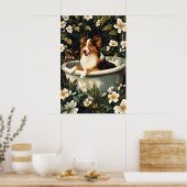 Collie In Bathtub Poster, Funny Dog Poster, Collie ポスター (キッチン)