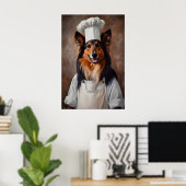 Collie In Chefs Hat Poster, Pet Poster, Collie In ポスター (ホームオフィス)