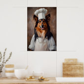 Collie In Chefs Hat Poster, Pet Poster, Collie In ポスター (キッチン)