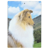 Collie in Mountains (Rough) 絵画's - Dog Art クリップボード (裏面)
