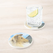 Collie in Mountains (Rough) 絵画's - Dog Art コースター (側面)