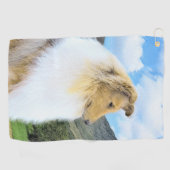 Collie in Mountains (Rough) 絵画's - Dog Art ゴルフタオル (横)